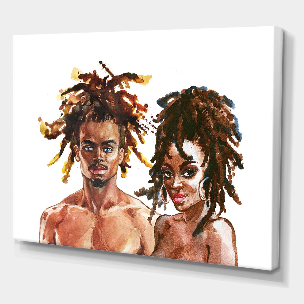 Designart - Portrait of African American Couple - Modern Canvas Wall Art Print
